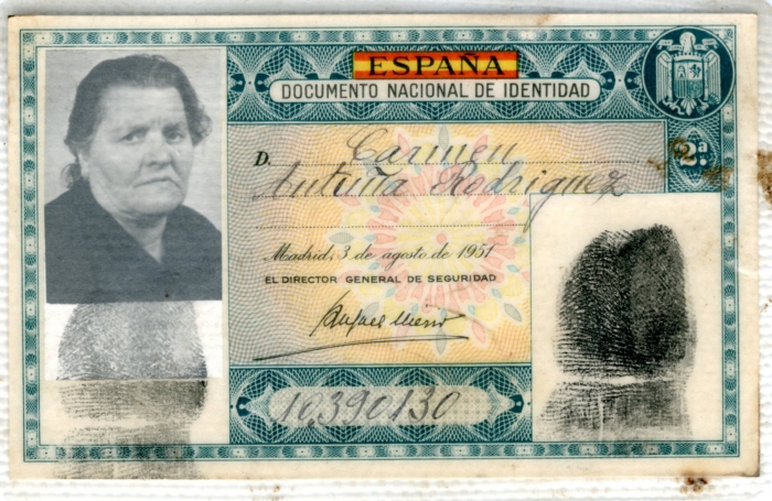 Documento Nacional de Identidad de Carmen Antuña Rodríguez