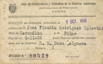 Boletín de afiliación a Duro Felguera, 1952.
